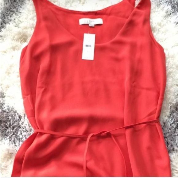 Ann Taylor Loft Scoop Neck Tie Waist Tank Dress - Picture 2 of 8